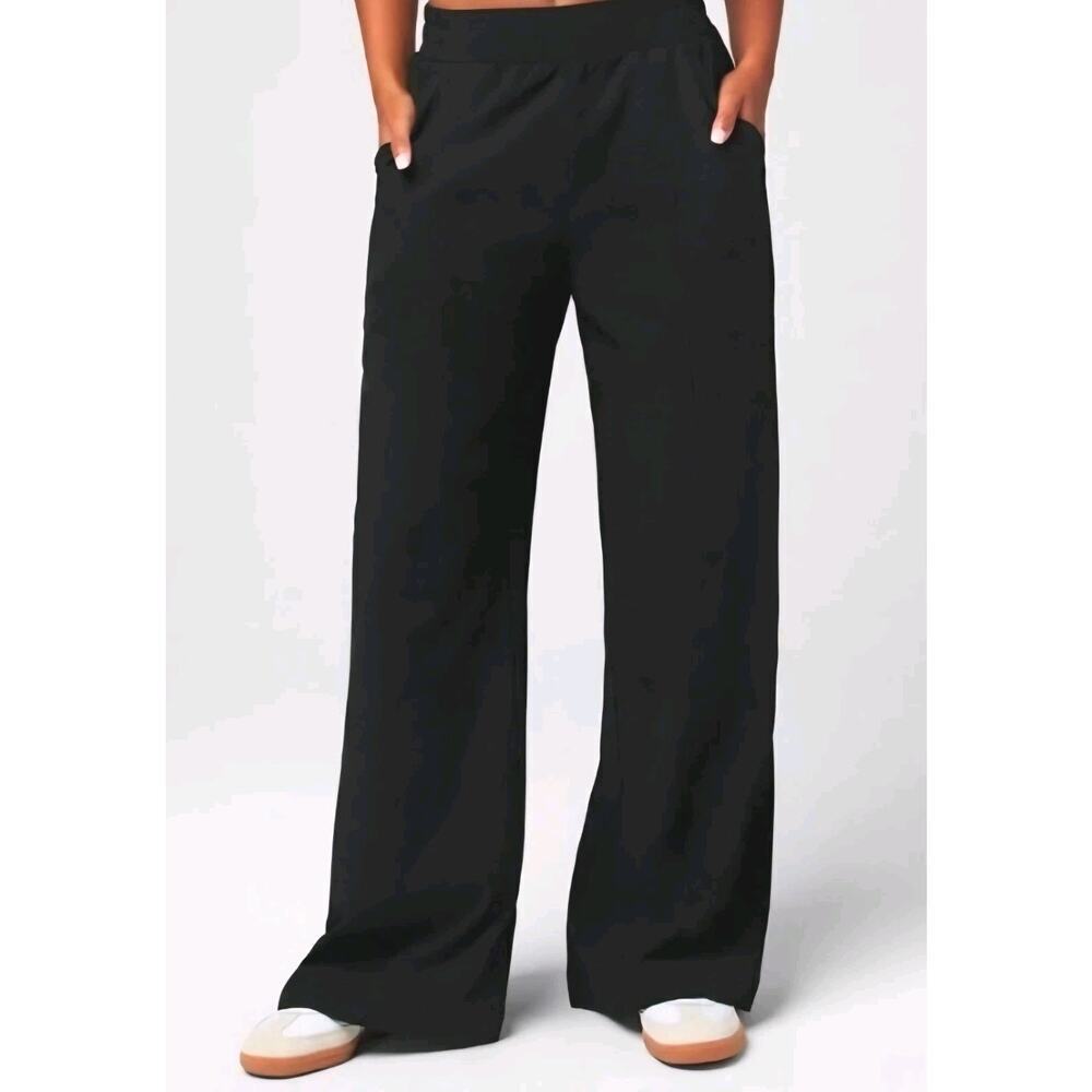 Fabletics New Women’s Downtown Wide Leg Size XL Black Pull-On Athleisure Pants